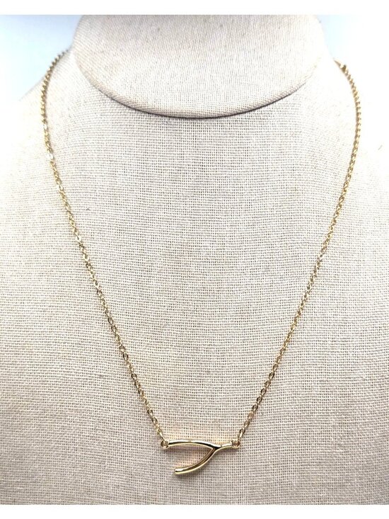 None Jewelry - Wishbone Pendant Necklace In Gold-Tone With Dainty Chain